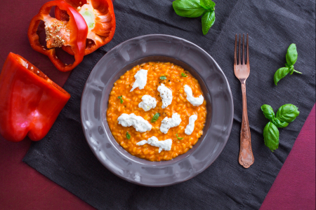 Creamy Pepper Risotto with Burrata