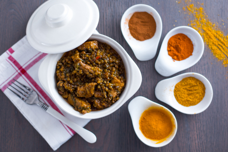 Spicy pork stew with lentils