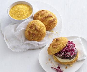 Cornbread burger with porcini simple and quick