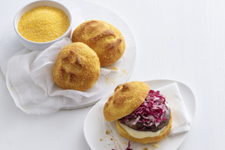 Cornbread burger with porcini simple and quick