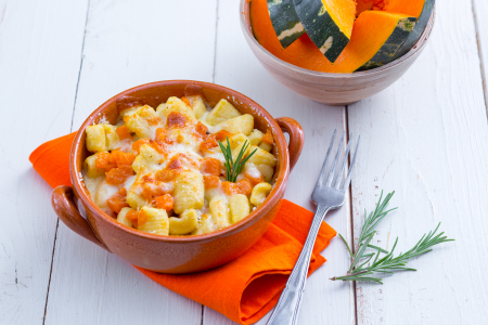 Baked gnocchi with pumpkin and toma cheese