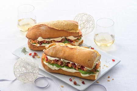 Demi baguette with salmon