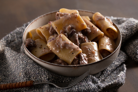Paccheri cheese, pepper and sausage