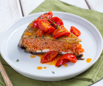 Rice Timbale with Eggplants and Tomatoes