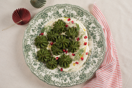 Duchess potatoes with spinach