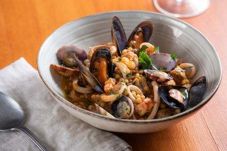 Fregola with seafood