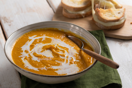 Pumpkin cream with curry and coconut milk