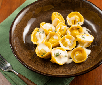 Potato and Onion Ravioli with Cheese Cream