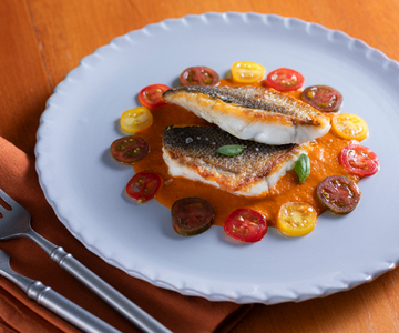 Sea bass fillet with cherry tomatoes