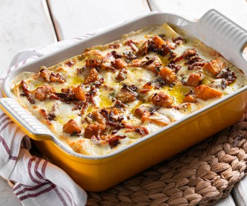 Pumpkin and speck lasagna