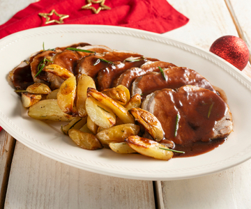 Tender veal roast with gravy