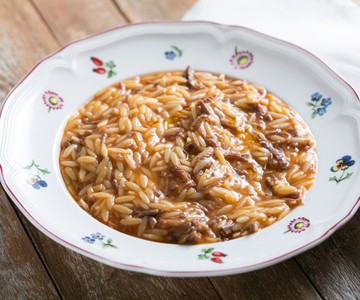 Pasta in meat broth