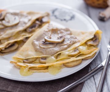 Crepes with Mushroom and Fontina Cream