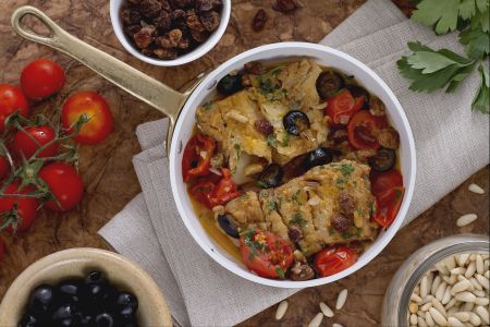 Cod with Raisins and Pine Nuts