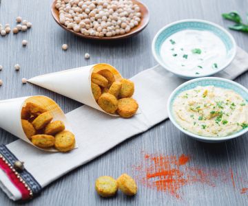 Falafel with Quick Hummus and Yogurt Sauce