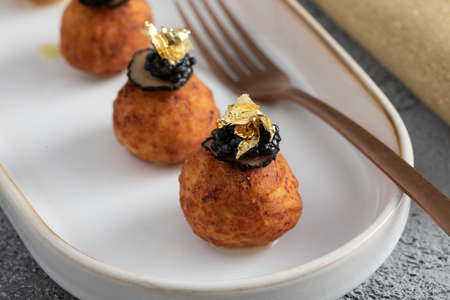 Fried Chicken Meatballs with Caviar and Truffle