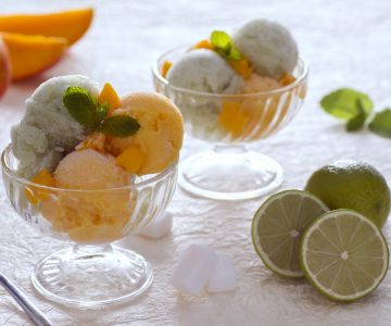 Mango Lime and Ginger Mint Sorbet