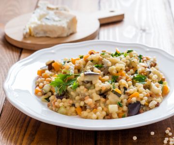 Fregola with Vegetables and Gorgonzola