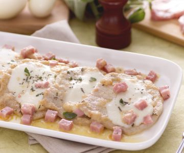 Tasty scaloppine with ham and cheese