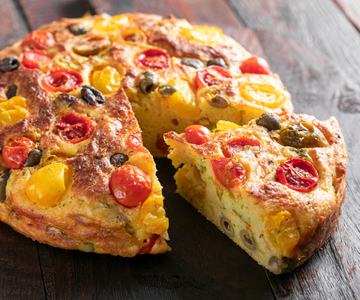 12-Spoon Savory Cake with Cherry Tomatoes and Olives