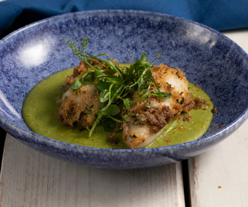 Sicilian Stuffed Squid with Pea Purée