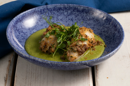 Sicilian Stuffed Squid with Pea Purée