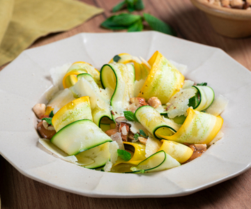 Yellow and Green Zucchini Carpaccio with Mixed Nuts