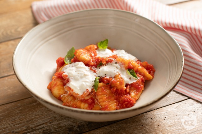 Gnocchi with tomato and burrata Gnocchi with tomato and burrata