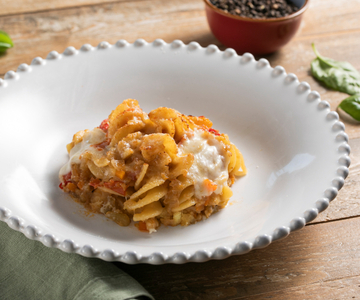Baked pasta with vegetable ragu