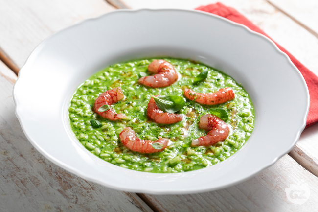 Pesto Risotto with Red Shrimp: the Refined Recipe
