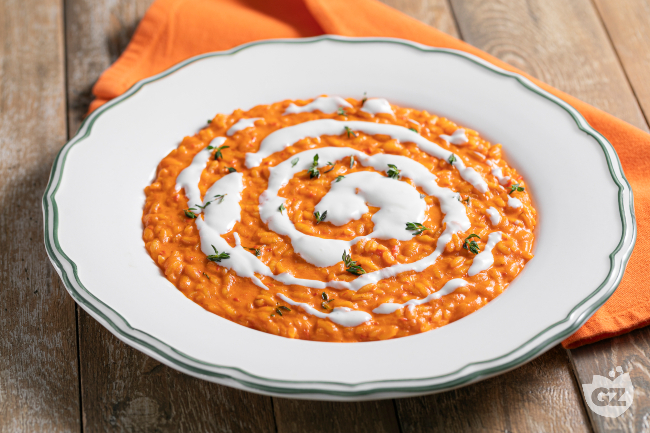 Creamy Red Bell Pepper and Robiola Risotto Recipe Creamy Red Bell Pepper and Robiola Risotto Recipe