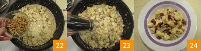 Gnocchi with speck and walnuts - Italian recipes by GialloZafferano