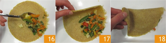 Wholegrain crepes with vegetables and feta