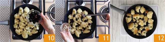Pan-fried cauliflower with olives